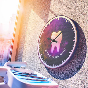 Grande Horloge Ronde Clinique dentaire professionnelle Rose Gold Tooth