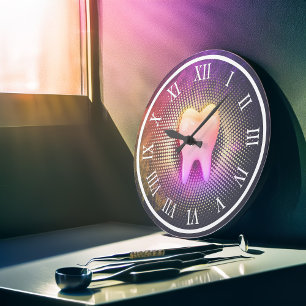 Grande Horloge Ronde Clinique dentaire professionnelle Rose Gold Tooth