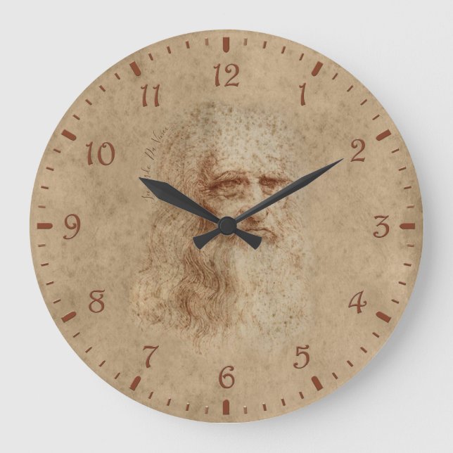 GRANDE HORLOGE RONDE CLOCK ART, LÉONARD DE VINCI SELF (Recto)