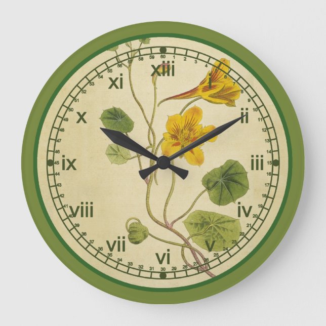 Grande Horloge Ronde Clock botanical de Curtis dans 3 styles (Recto)