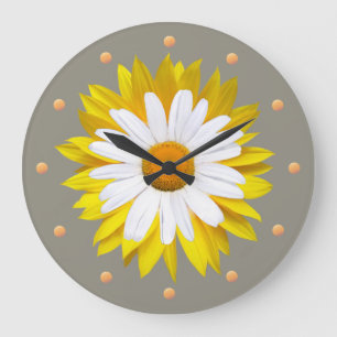Grande Horloge Ronde Clock Daisy Sunflower