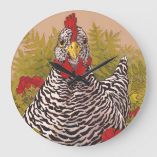 Grande Horloge Ronde Clock de Barred Rock Chicken