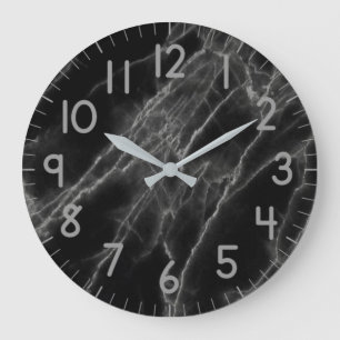 Grande Horloge Ronde Clock de Black Marble
