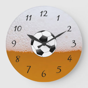 Grande Horloge Ronde Clock de football Draft Beer and Soccer