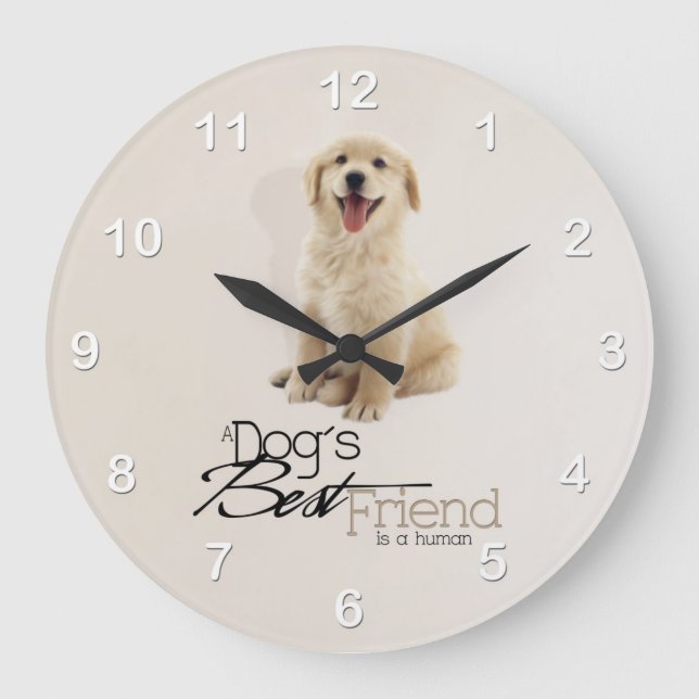 Grande Horloge Ronde Clock de Golden Retriever (Recto)