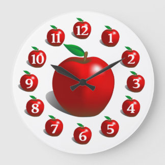 Grande Horloge Ronde Clock de l'apple rouge