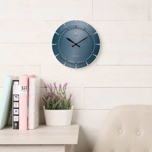 Grande Horloge Ronde Clock de Teal Large Wall moderne (Salle de lecture)