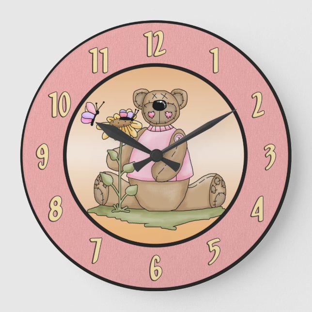 Grande Horloge Ronde Clock de Teddy Bear Summer (Recto)