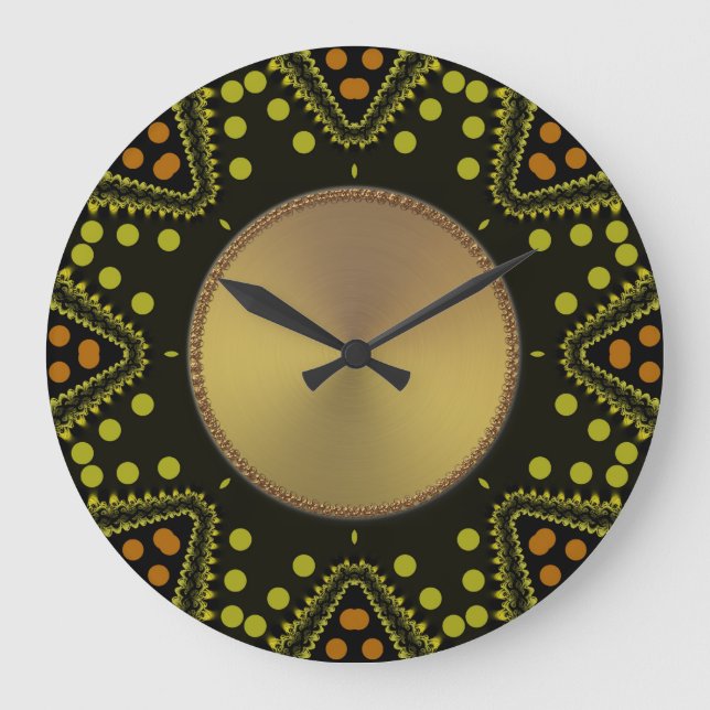 Grande Horloge Ronde Clock de Tribal Art Dots (Recto)