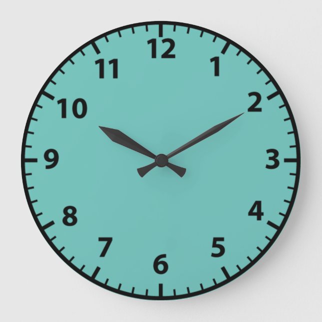 Grande Horloge Ronde Clock de Turquoise et Black Teal (Recto)