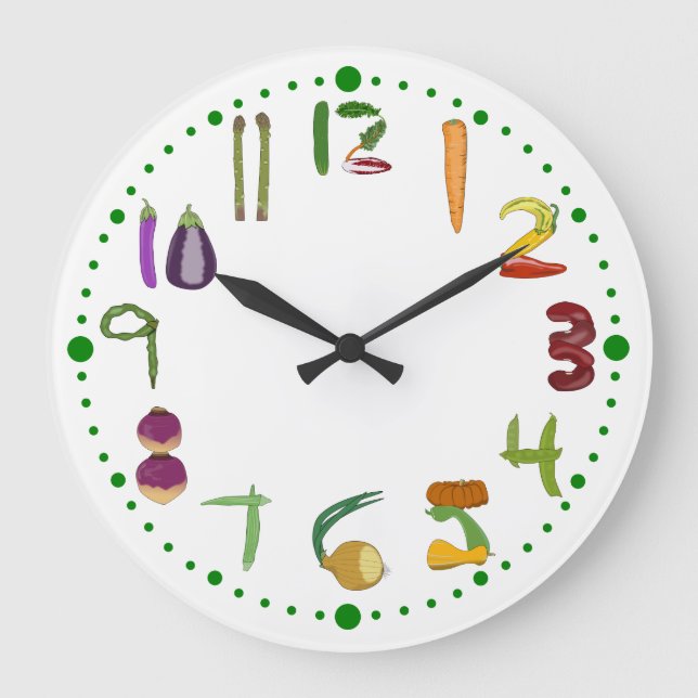 Grande Horloge Ronde Clock de Vegetable Kitchen (Recto)