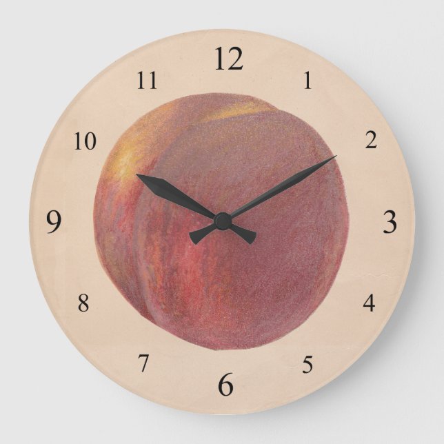 Grande Horloge Ronde Clock de Vintage Peach Wall (Recto)