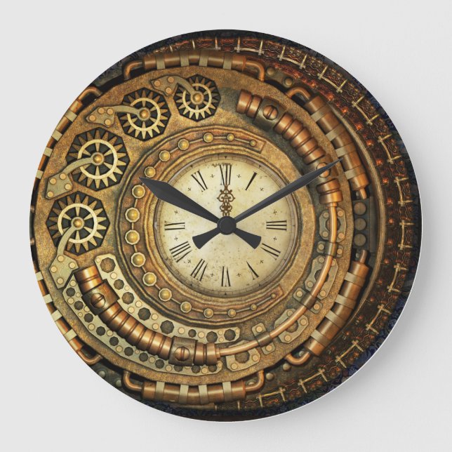 Grande Horloge Ronde Clock de Wall Steampunk (Recto)