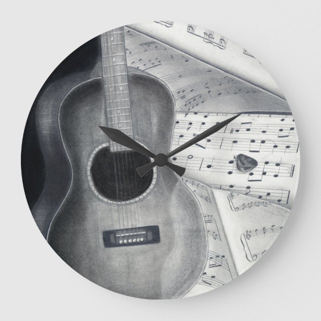 Grande Horloge Ronde Clock Guitar & Sheet Music Wall (Recto)