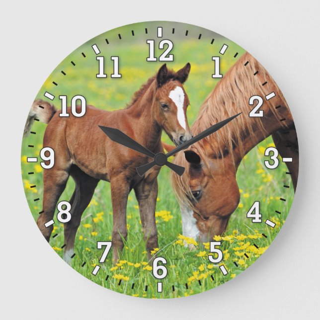 Grande Horloge Ronde Clock Horse & Foal Wall (Recto)