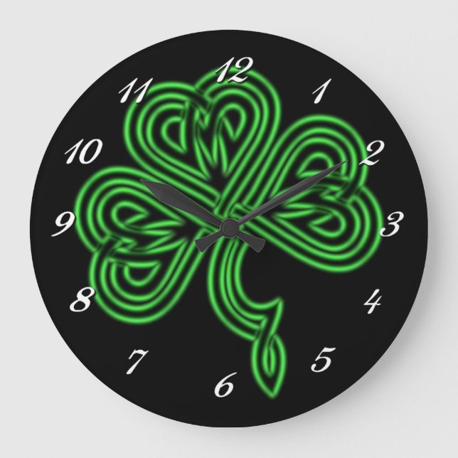 Grande Horloge Ronde Clock Lucky Celtic Shamrock (Recto)