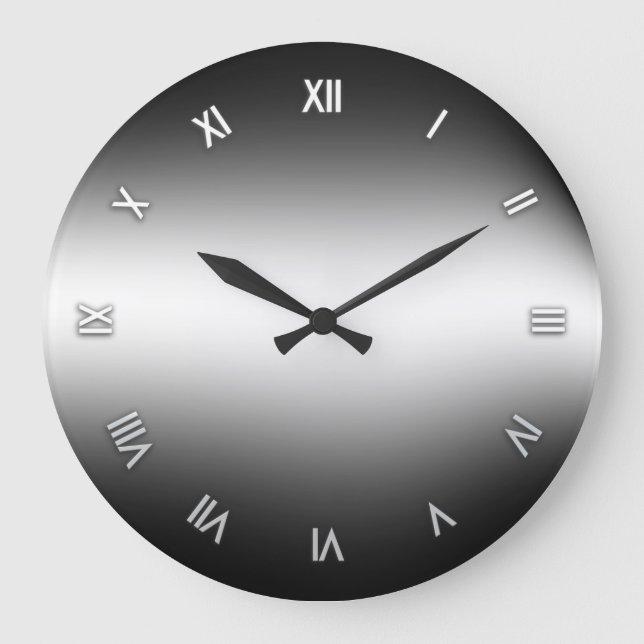 Grande Horloge Ronde Clock noir et blanc (Recto)