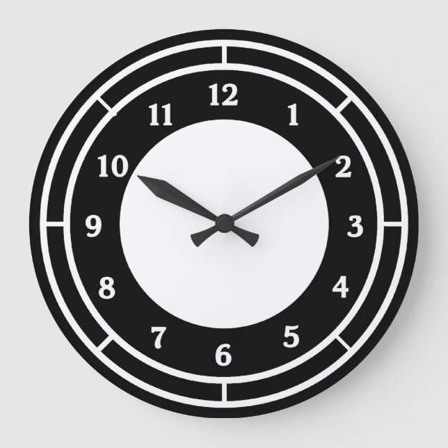 Grande Horloge Ronde Clock noir et blanc (Recto)