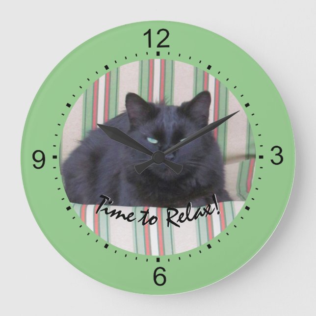 Grande Horloge Ronde Clock - Pet Image Time to Relax (Recto)