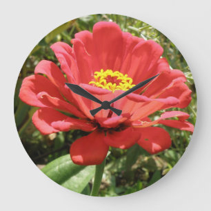 Grande Horloge Ronde Clock Red Zinnia