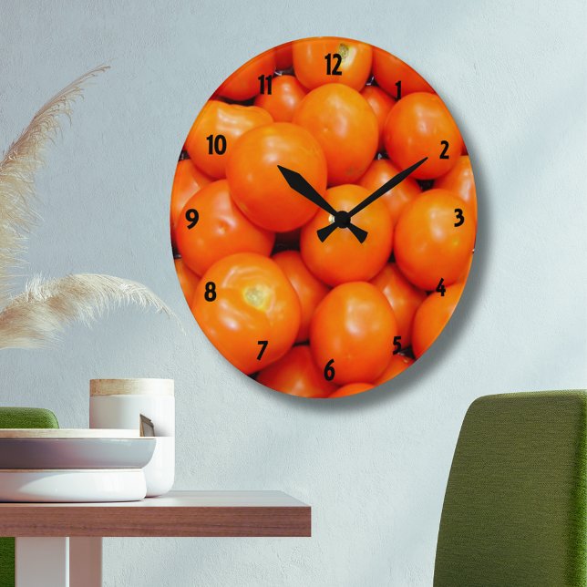 Grande Horloge Ronde Clock rouge de Tomatoes (Red Tomatoes Clock)