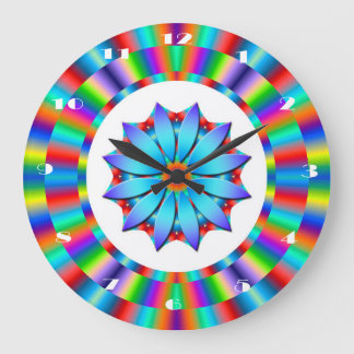 Grande Horloge Ronde Clock- Solive, Colorful Circulaire Geometric