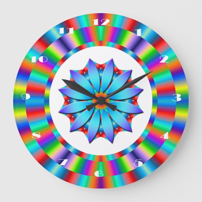 Grande Horloge Ronde Clock- Solive, Colorful Circulaire Geometric (Recto)