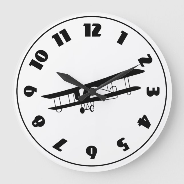 Grande Horloge Ronde Clock Vintage Airplane (Recto)