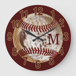Grande Horloge Ronde Clocks de baseball monogrammed dirty pour Man Cave