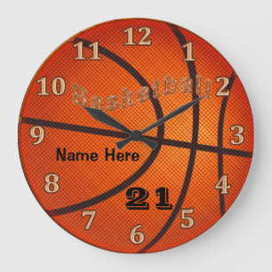 Grande Horloge Ronde Clocks de basket avec nom et Jersey NUMBER