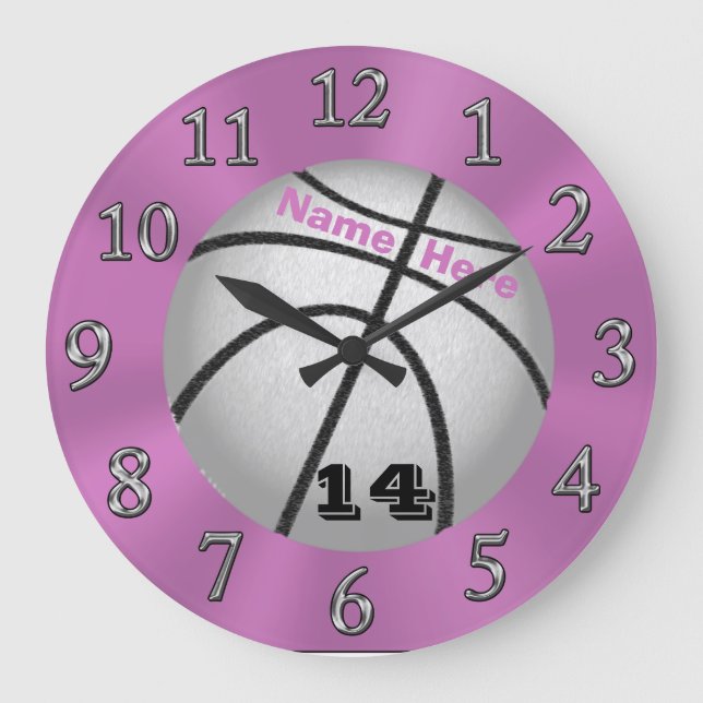 Grande Horloge Ronde Clocks de basket-ball avec NOM et Jersey NUMBER (Recto)