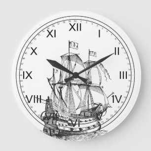Grande Horloge Ronde Clocks de Nautical Wall