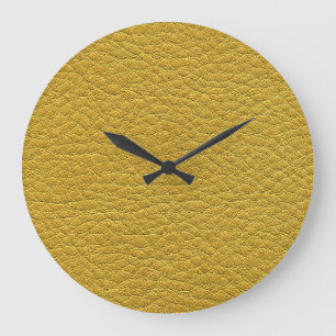 Grande Horloge Ronde Closeup en cuir jaune