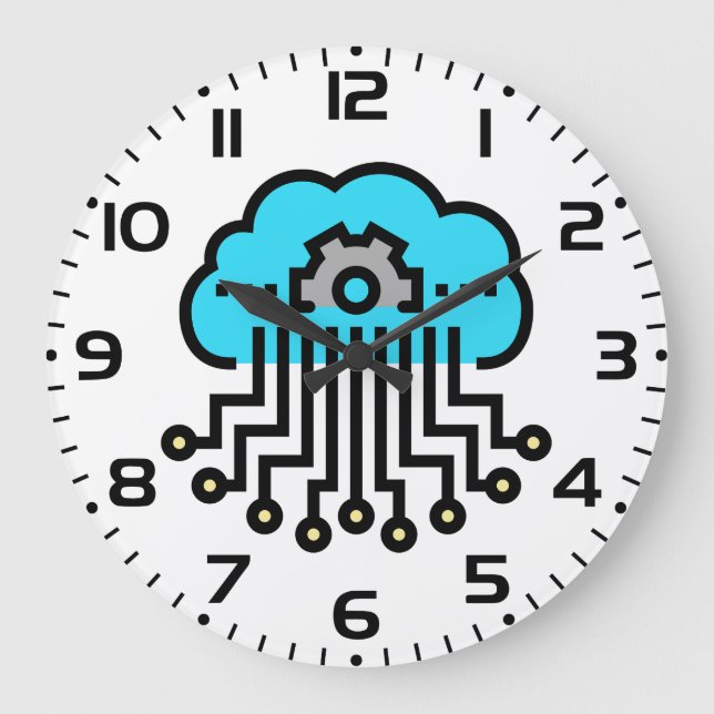 Grande Horloge Ronde Cloud Computing Network Circuit Gear Tech (Recto)