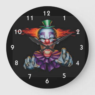 Grande Horloge Ronde Clown diabolique