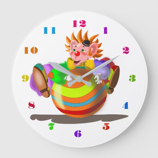 Grande Horloge Ronde Clown Joyeux - (Recto)
