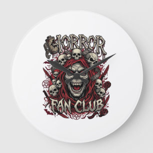 Grande Horloge Ronde Club de fans d'horreur Halloween Crâne Hurleur Cap