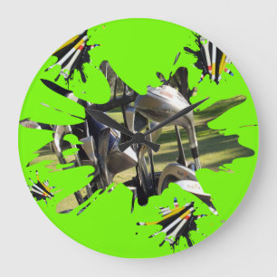 Grande Horloge Ronde Clubs De Golf Et Art Abstrait Tee - shirt,