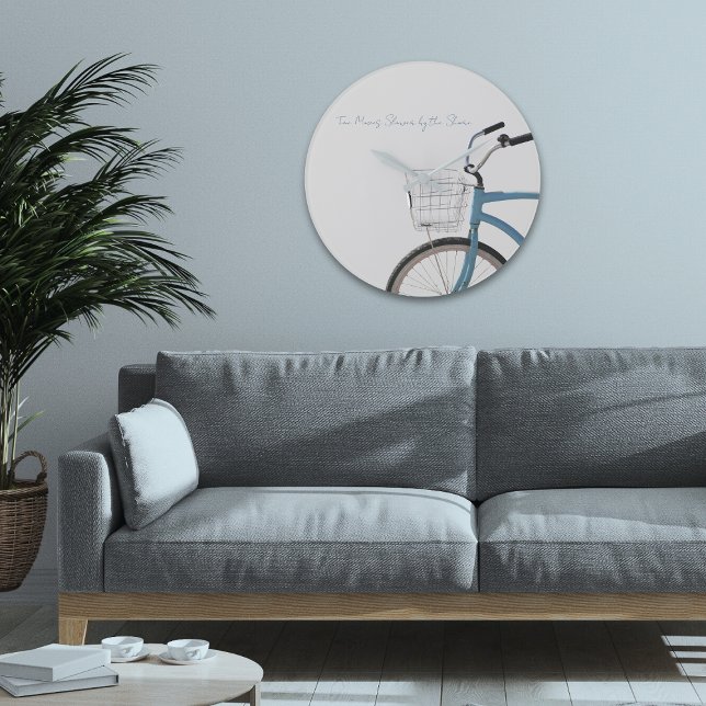 Grande Horloge Ronde Coastal Cruiser Bike Shore Wall Clock (Perfect clock for the beach house! Life moves slower by the shore!)