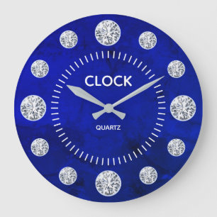 Grande Horloge Ronde Cobalt Blue Lapis Diamond Solitaire Nom personnali