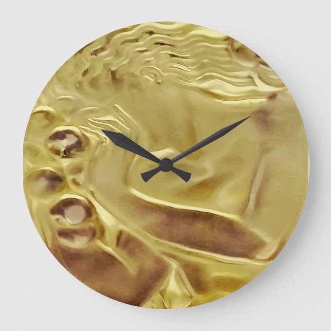 Grande Horloge Ronde Cobaltmoondesign, art, horloge, Madame d'or, (Recto)