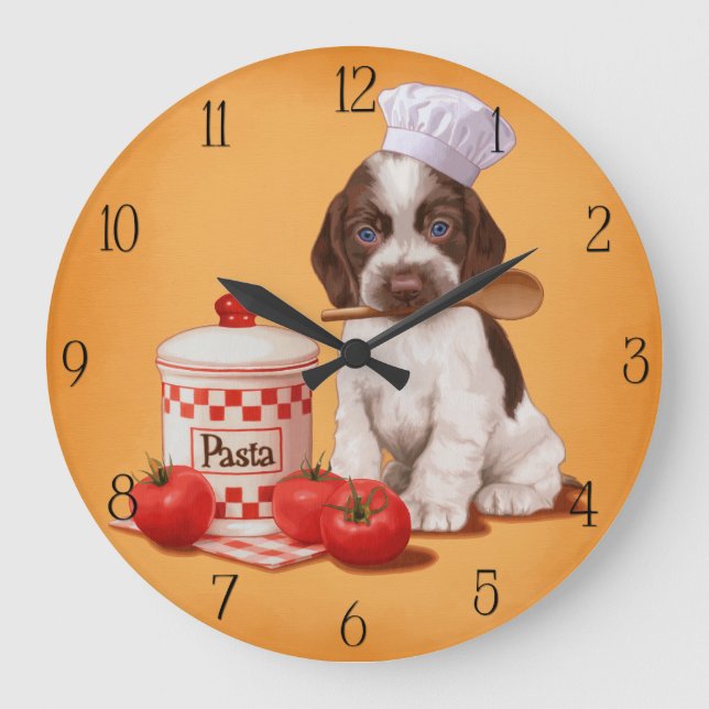 Grande Horloge Ronde Cocker Spaniel Chef design (Recto)