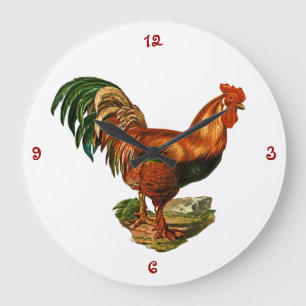 Grande Horloge Ronde Cockerel à coqûres de coqûres de coqûres de co