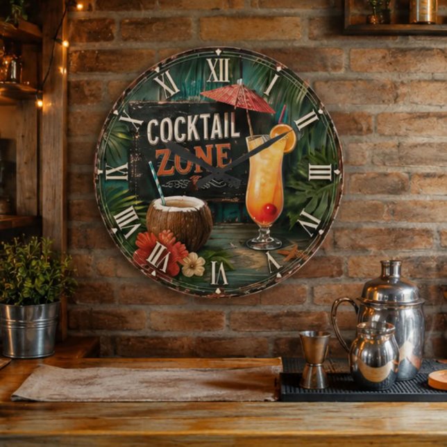 Grande Horloge Ronde Cocktail Zone Tropical (Créateur téléchargé)