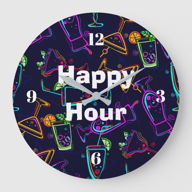 Grande Horloge Ronde Cocktails Happy Hour Neon (Recto)