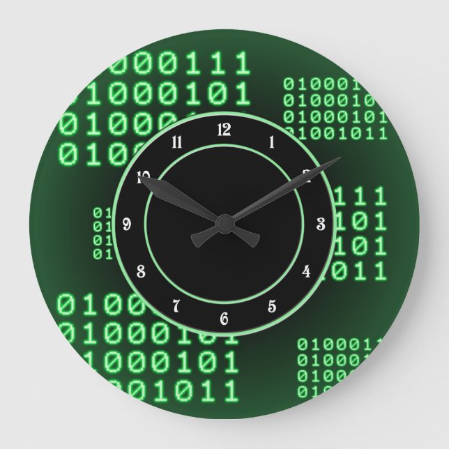 Grande Horloge Ronde Code binaire pour GEEK (Recto)