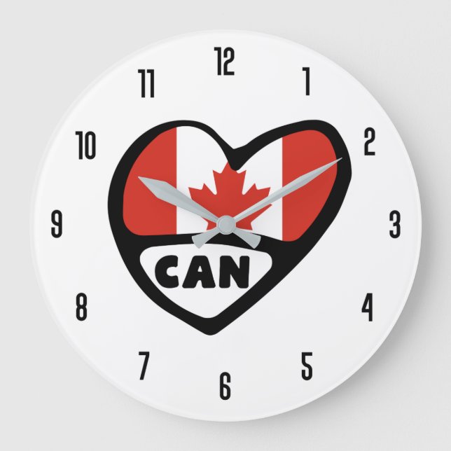 Grande Horloge Ronde Code pays du Canada CAN Flag Heart (Recto)