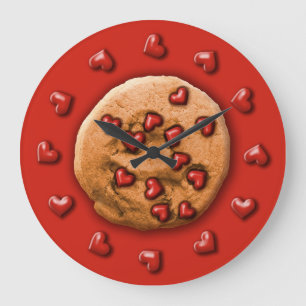 Grande Horloge Ronde Coeur Chip Cookie