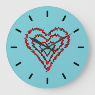 Grande Horloge Ronde Coeur d'amour