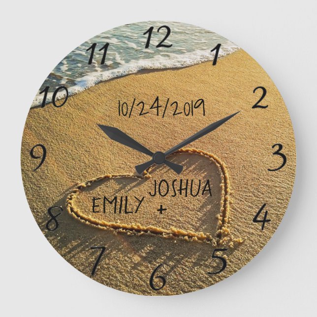 Grande Horloge Ronde Coeur dans la vue d'océan tropicale de rivage de (Recto)